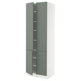 SEKTION High cabinet with shelves/4 doors, white/Nickebo matte grey-green, 30x24x90 "