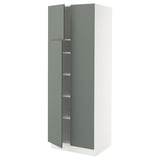 SEKTION High cabinet with shelves/4 doors, white/Nickebo matte grey-green, 30x24x80 "