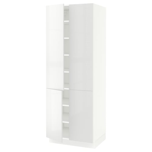 Ikea SEKTION white gloss kitchen cabinet with shelves.