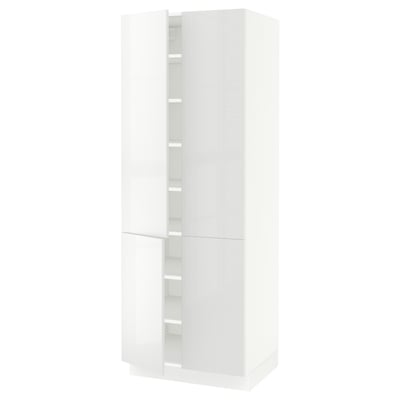 SEKTION High cabinet with shelves/4 doors, white/Ringhult white, 30x24x80 "