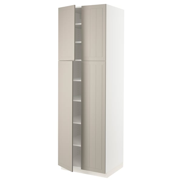 SEKTION high with shelves/4 doors, white/Stensund beige
