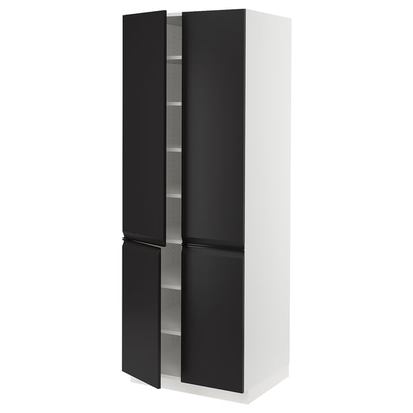 SEKTION High cabinet with shelves/4 doors, white/Upplöv matte anthracite, 30x24x80 "