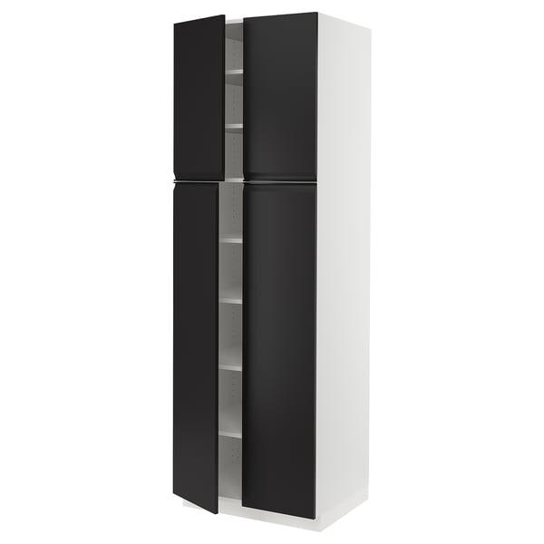 SEKTION High cabinet with shelves/4 doors, white/Upplöv matte anthracite, 30x24x90 "