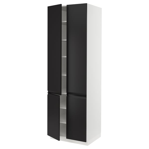 SEKTION High cabinet with shelves/4 doors, white/Upplöv matte anthracite, 30x24x90 "