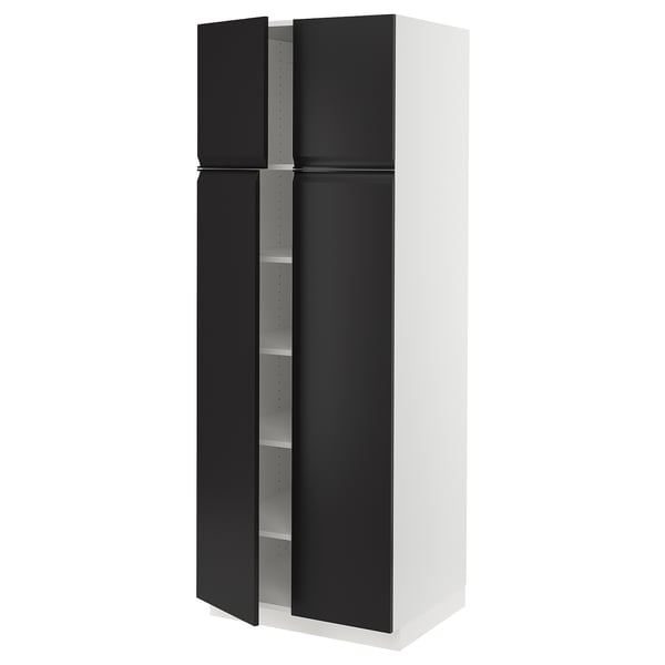 SEKTION High cabinet with shelves/4 doors, white/Upplöv matte anthracite, 30x24x80 "