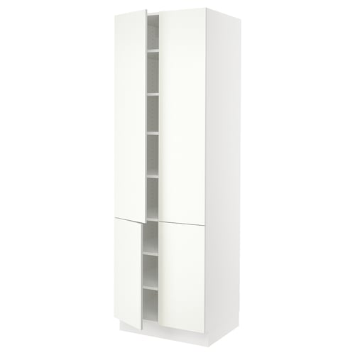 SEKTION white kitchen cabinet, adjustable shelves, snap-on hinges, sleek design.