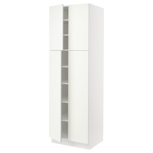 A white SEKTION kitchen cabinet with a sleek design, two adjustable shelves inside, and hinge door dampers for smooth closing.