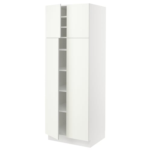 Altitudes: SEKTION white kitchen cabinet, modern design, two doors, adjustable shelves, sturdy construction.