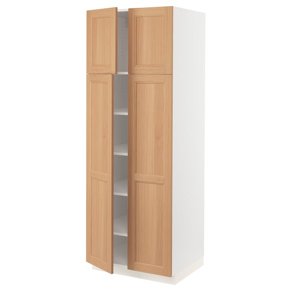 SEKTION High cabinet with shelves/4 doors, white/Vedhamn oak, 30x24x80 "