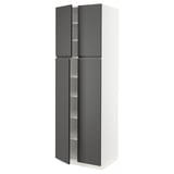 SEKTION High cabinet with shelves/4 doors, white/Voxtorp dark gray, 30x24x90 "
