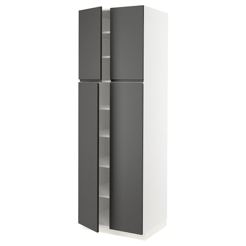 An ikea SEKTION kitchen cabinet in grey with adjustable shelves and a modern design.