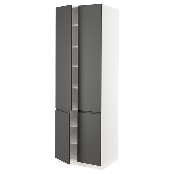 SEKTION High cabinet with shelves/4 doors, white/Voxtorp dark gray, 30x24x90 "