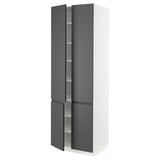 SEKTION High cabinet with shelves/4 doors, white/Voxtorp dark gray, 30x24x90 "