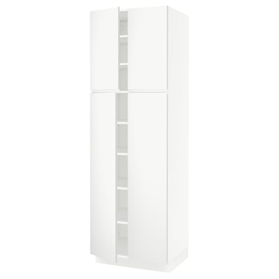 SEKTION High cabinet with shelves/4 doors, white/Voxtorp matte white, 30x24x90 "