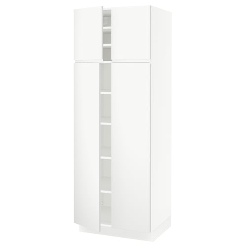 A white SEKTION cabinet with adjustable shelves and integrated door hinges.