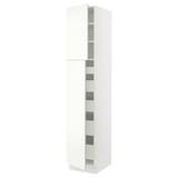 SEKTION High cb w 2 doors/shelves/5 drawers, white/Vallstena white, 18x24x90 "