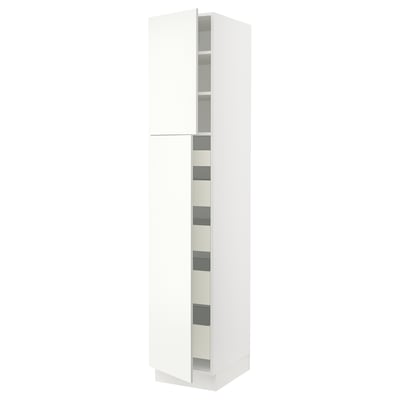 SEKTION High cb w 2 doors/shelves/5 drawers, white/Vallstena white, 18x24x90 "