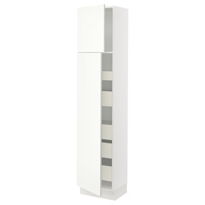 SEKTION High cb w 2 doors/shelves/5 drawers, white/Vallstena white, 18x15x80 "