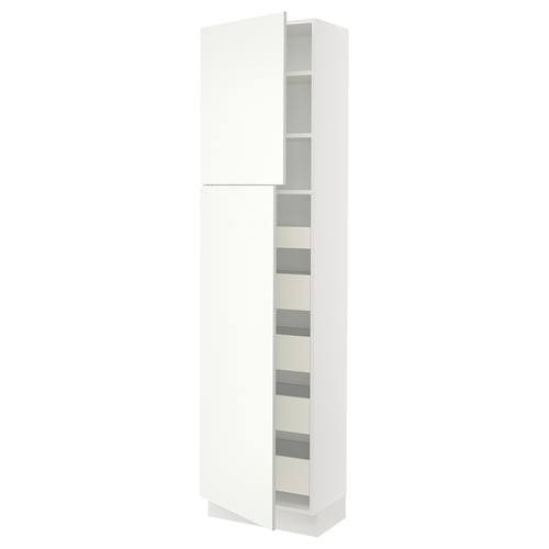 This image shows an ikea SEKTION kitchen cabinet in white with multiple shelves and drawers.