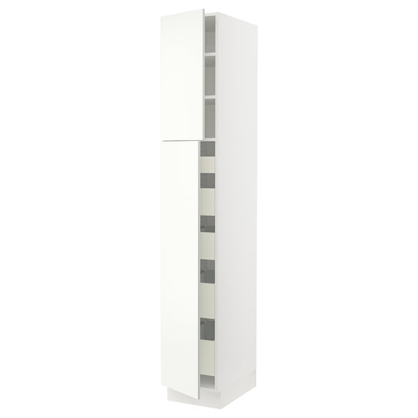 SEKTION High cb w 2 doors/shelves/5 drawers, white/Vallstena white, 15x24x90 "