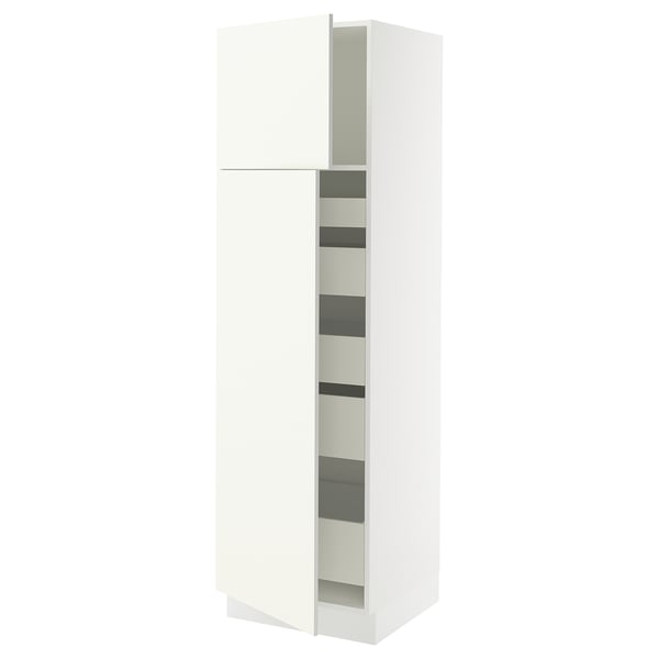 SEKTION High cb w 2 doors/shelves/5 drawers, white/Vallstena white, 24x24x80 "