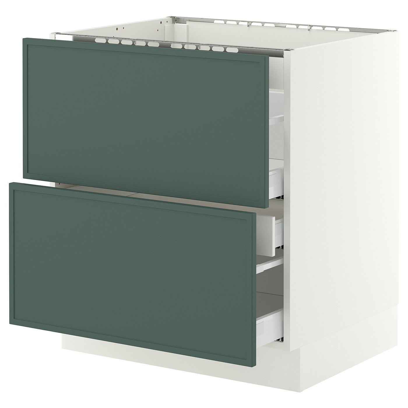 Base Cab F Cktp/2 Fronts/3 Drawers, White/Aspudden Dark Gray-Green