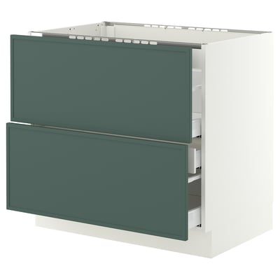 SEKTION / MAXIMERA Base cab f cktp/2 fronts/3 drawers, white/Aspudden dark gray-green, 36x24x30 "
