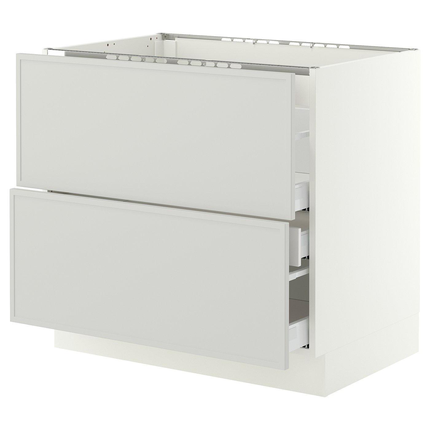 Base Cab F Cktp/2 Fronts/3 Drawers, White/Aspudden Light Gray