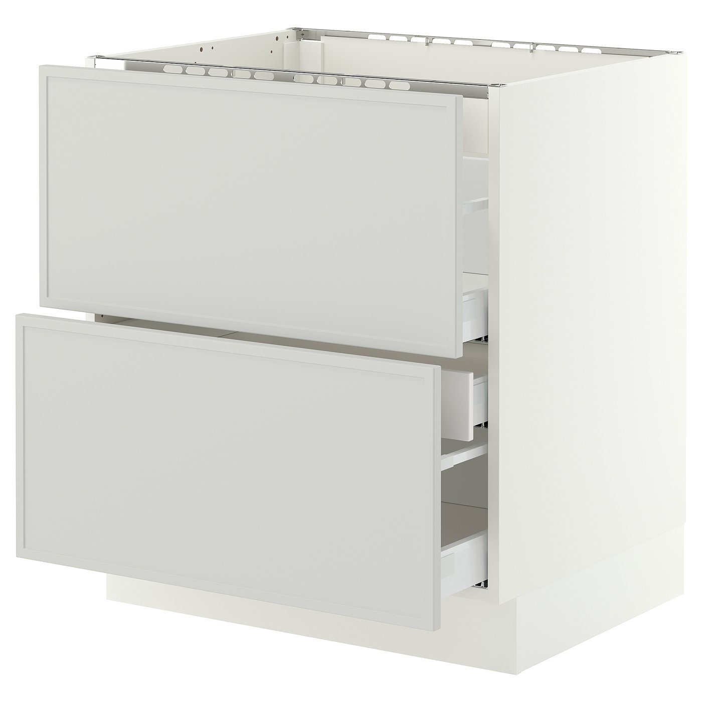 Base Cab F Cktp/2 Fronts/3 Drawers, White/Aspudden Light Gray