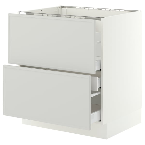 SEKTION / MAXIMERA Base cab f cktp/2 fronts/3 drawers, white/Aspudden light gray, 30x24x30 "