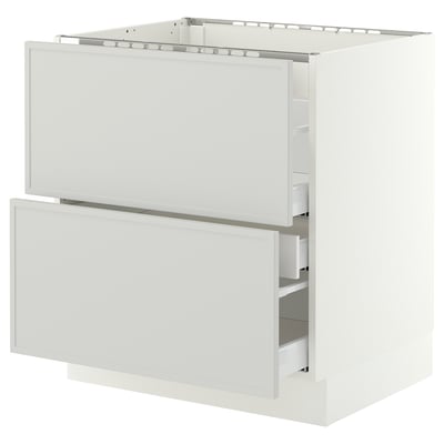 SEKTION / MAXIMERA Base cab f cktp/2 fronts/3 drawers, white/Aspudden light gray, 30x24x30 "
