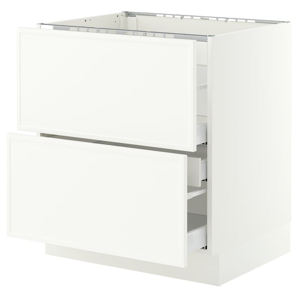 SEKTION / MAXIMERA Base cab f cktp/2 fronts/3 drawers, white/Aspudden matte white, 30x24x30 "