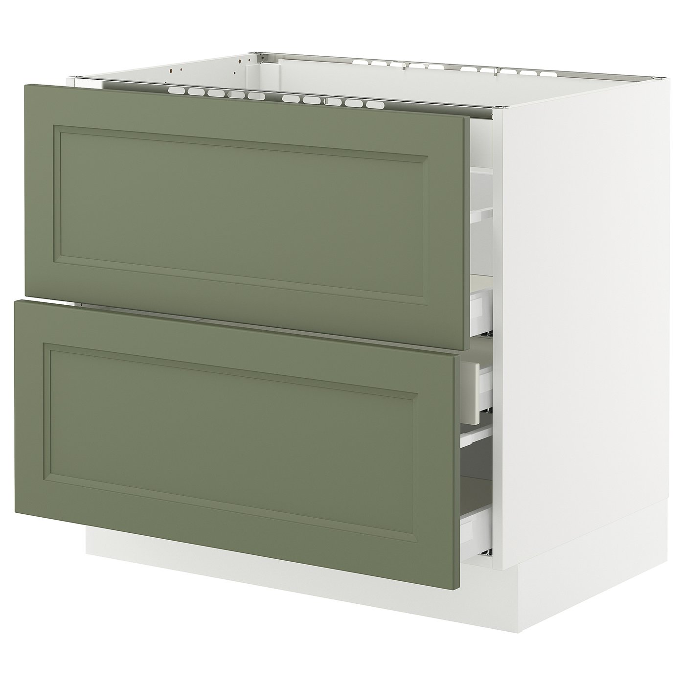 Base Cab F Cktp/2 Fronts/3 Drawers, White/Axstad Gray-Green