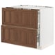 SEKTION / MAXIMERA Base cab f cktp/2 fronts/3 drawers, white Enköping/brown walnut effect, 36x24x30 "
