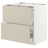 SEKTION / MAXIMERA Base cab f cktp/2 fronts/3 drawers, white/Havstorp beige, 30x24x30 "