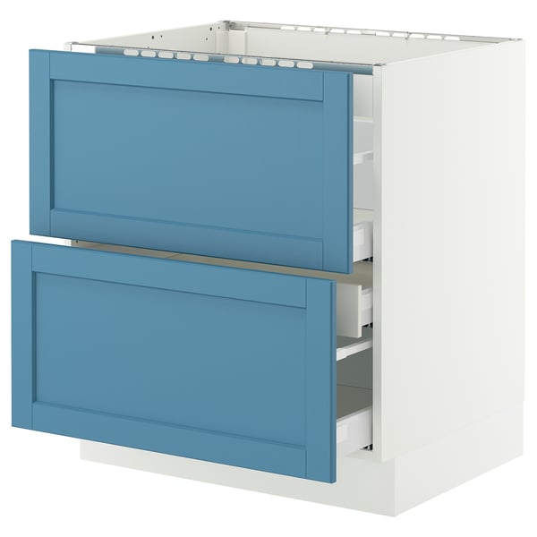 SEKTION / MAXIMERA Base cab f cktp/2 fronts/3 drawers, white/Lerhyttan blue, 30x24x30 "