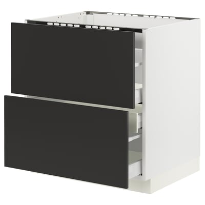 SEKTION / MAXIMERA Base cab f cktp/2 fronts/3 drawers, white/Nickebo matte anthracite, 30x24x30 "