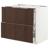 SEKTION / MAXIMERA Base cab f cktp/2 fronts/3 drawers, white/Sinarp brown, 36x24x30 "