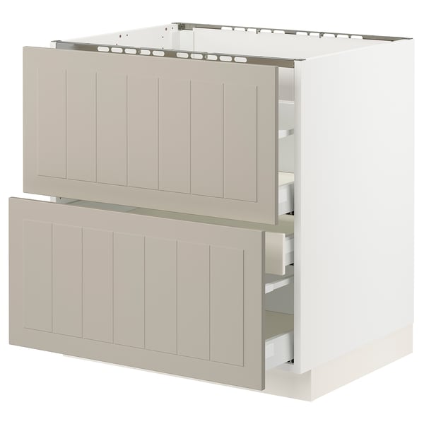 SEKTION / MAXIMERA Base cab f cktp/2 fronts/3 drawers, white/Stensund beige, 30x24x30 "