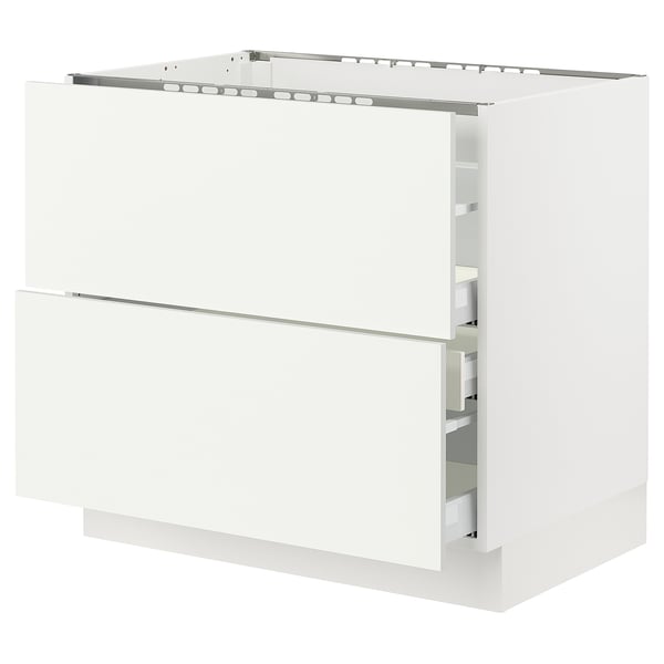 SEKTION / MAXIMERA Base cab f cktp/2 fronts/3 drawers, white/Vallstena white, 36x24x30 "