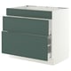 SEKTION / MAXIMERA Base cab f cktp/3 fronts/2 drawers, white/Aspudden dark gray-green, 36x24x30 "