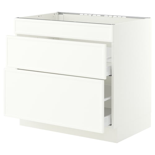 SEKTION / MAXIMERA Base cab f cktp/3 fronts/2 drawers, white/Aspudden matte white, 36x24x30 "