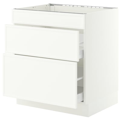 SEKTION / MAXIMERA Base cab f cktp/3 fronts/2 drawers, white/Aspudden matte white, 30x24x30 "