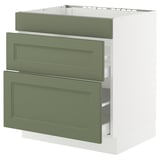 SEKTION / MAXIMERA Base cab f cktp/3 fronts/2 drawers, white/Axstad gray-green, 30x24x30 "