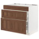 SEKTION / MAXIMERA Base cab f cktp/3 fronts/2 drawers, white Enköping/brown walnut effect, 36x24x30 "
