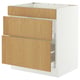 SEKTION / MAXIMERA Base cab f cktp/3 fronts/2 drawers, white/Sinarp oak veneer, 30x24x30 "