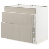 SEKTION / MAXIMERA Base cab f cktp/3 fronts/2 drawers, white/Stensund beige, 36x24x30 "