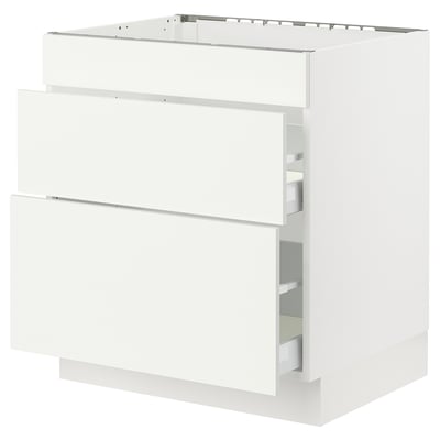 SEKTION / MAXIMERA Base cab f cktp/3 fronts/2 drawers, white/Vallstena white, 30x24x30 "