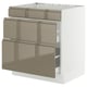 SEKTION / MAXIMERA Base cab f cktp/3 fronts/2 drawers, white/Voxtorp high-gloss dark grey-brown, 30x24x30 "