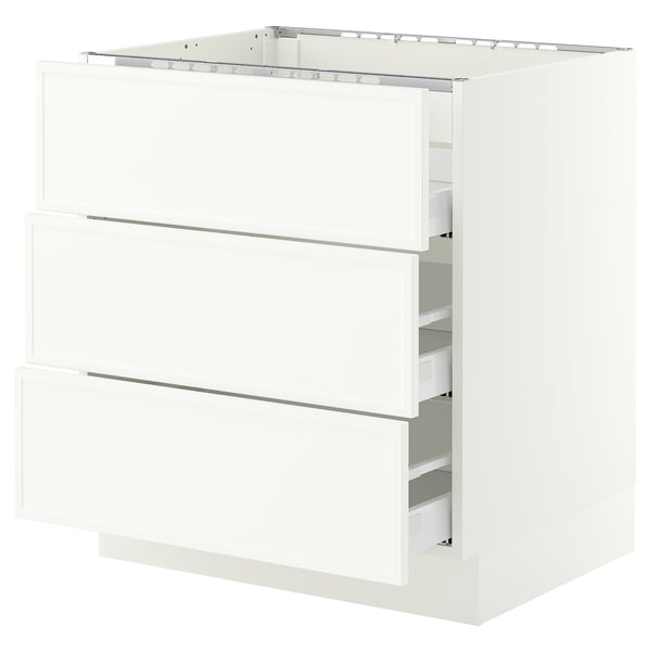 SEKTION / MAXIMERA Base cab f cktp/3 fronts/3 drawers, white/Aspudden matte white, 30x24x30 "